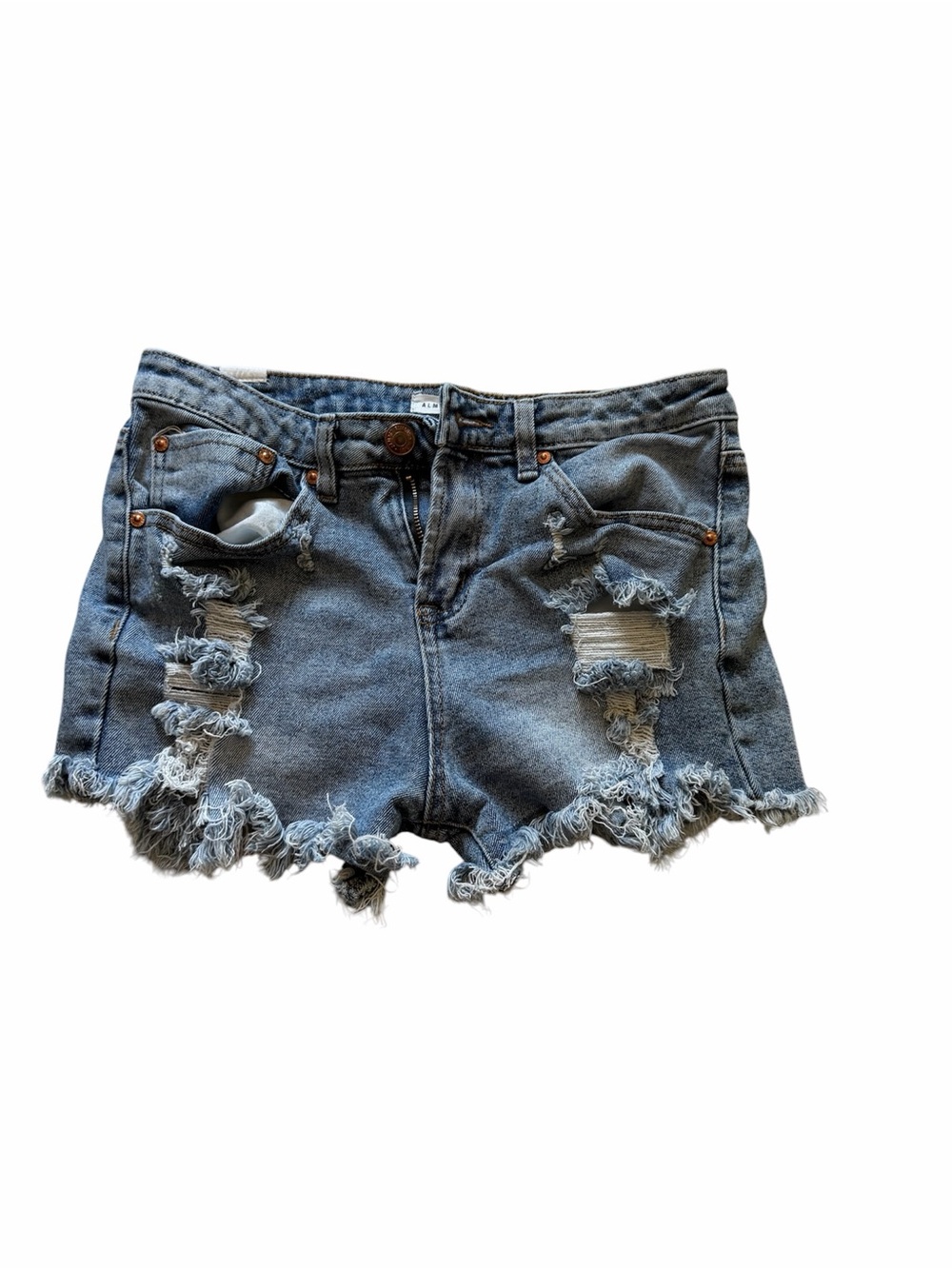 Almost Famous Distressed Blue Denim Jean Shorts